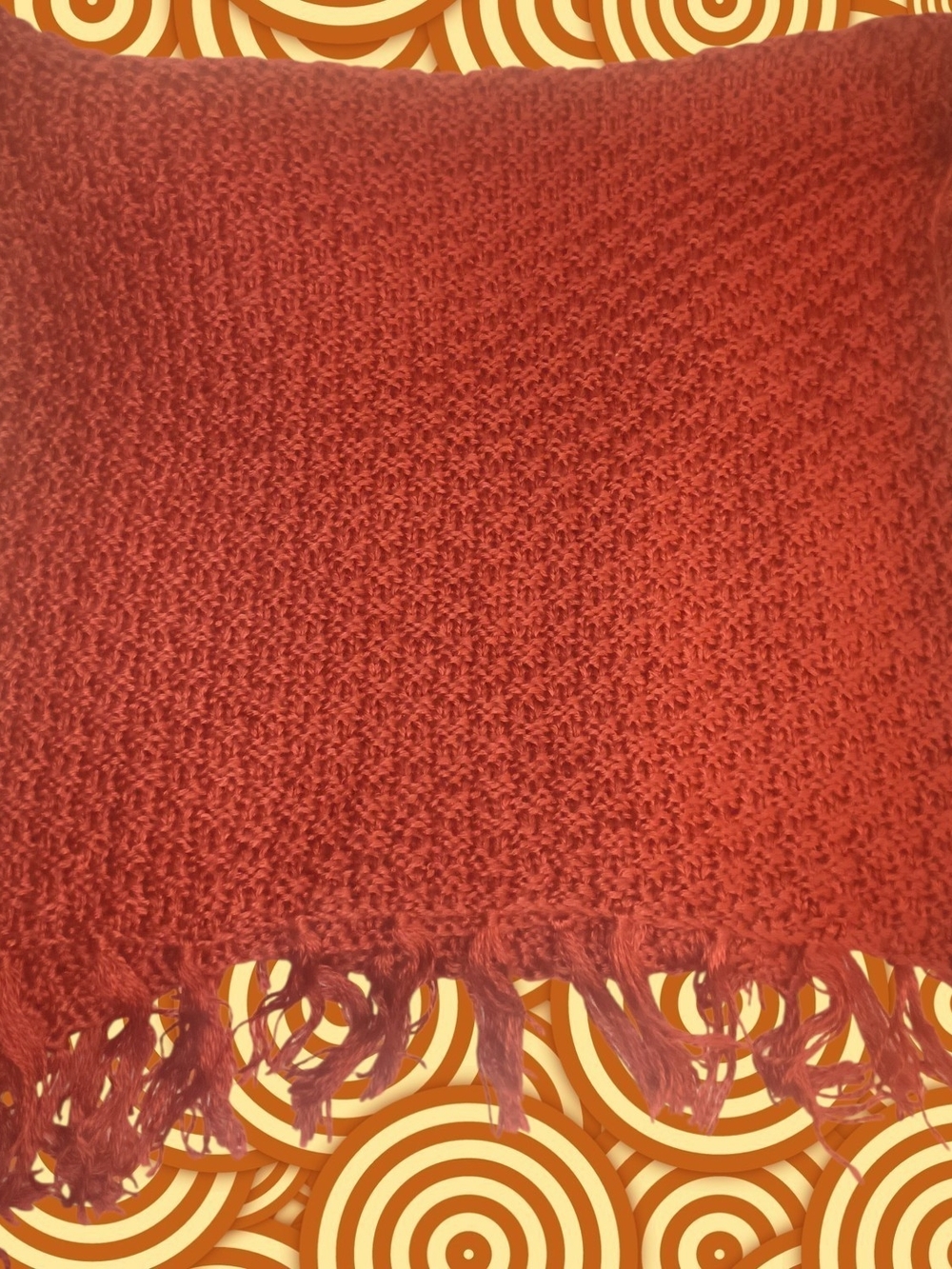Cozy Red Knit Sofa Throw